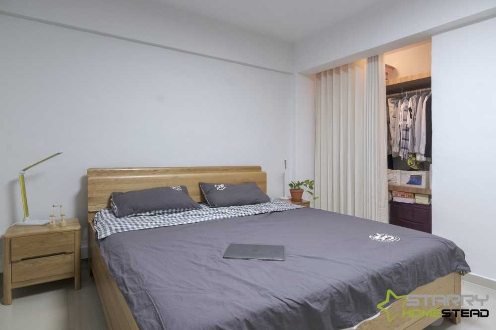 Scandinavian Bedroom with Wardrobe and Queen Bed