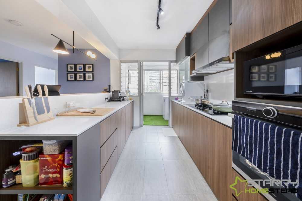 Scandinavian Kitchen with Oven and Bar Stool
