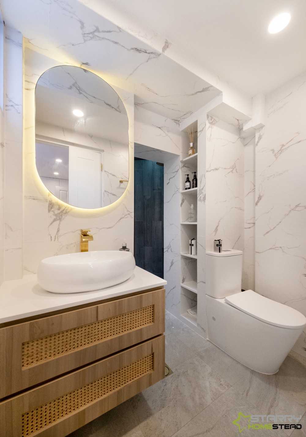 Country Bathroom with Mirror and Bathroom Mirrors