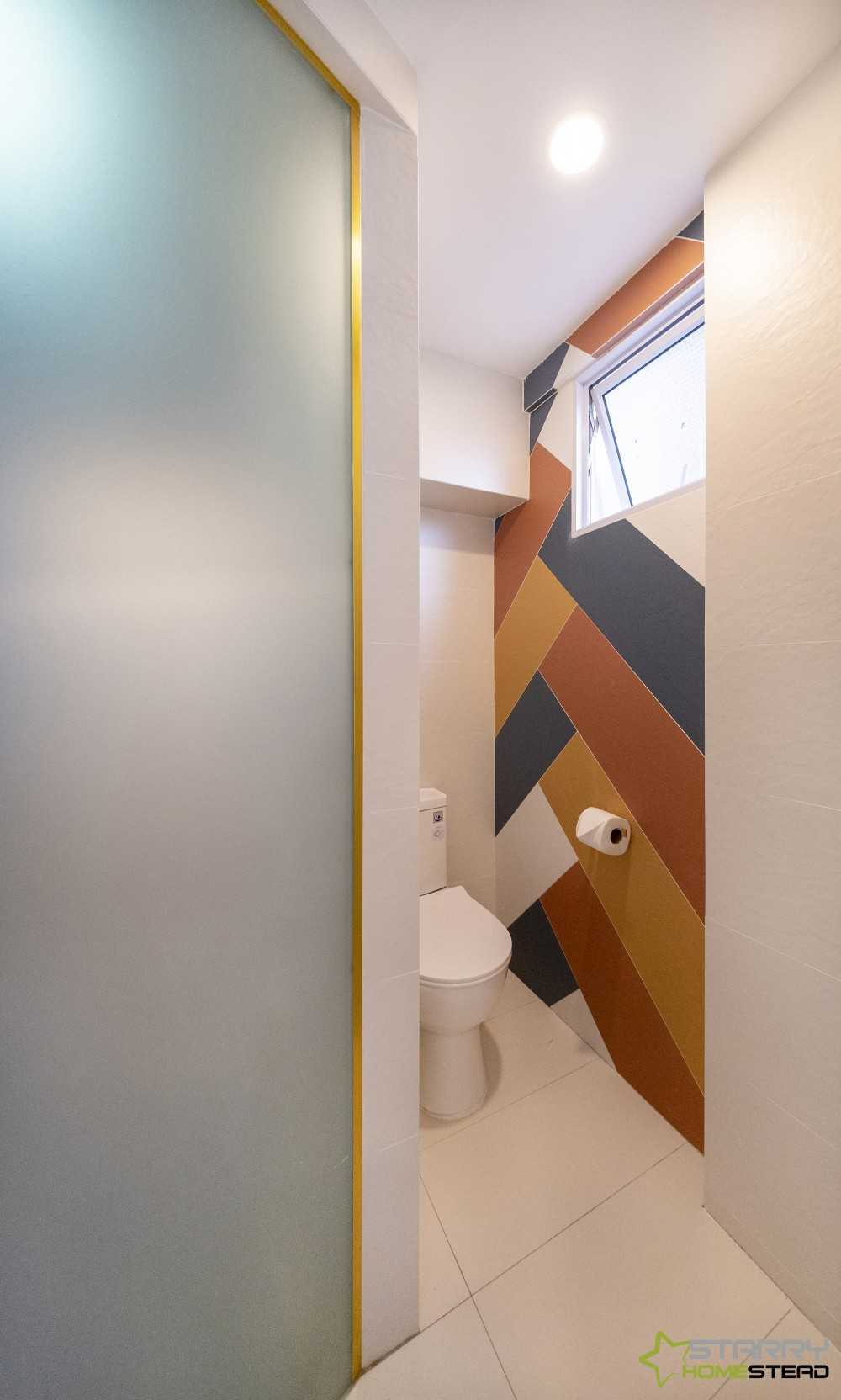 Country Bathroom with Mirror and Toilet Bowl