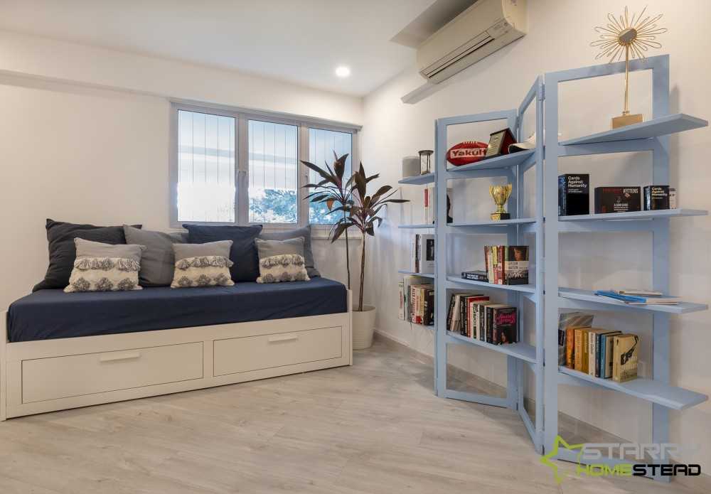 Country Hallway with Bookshelf and Artwork