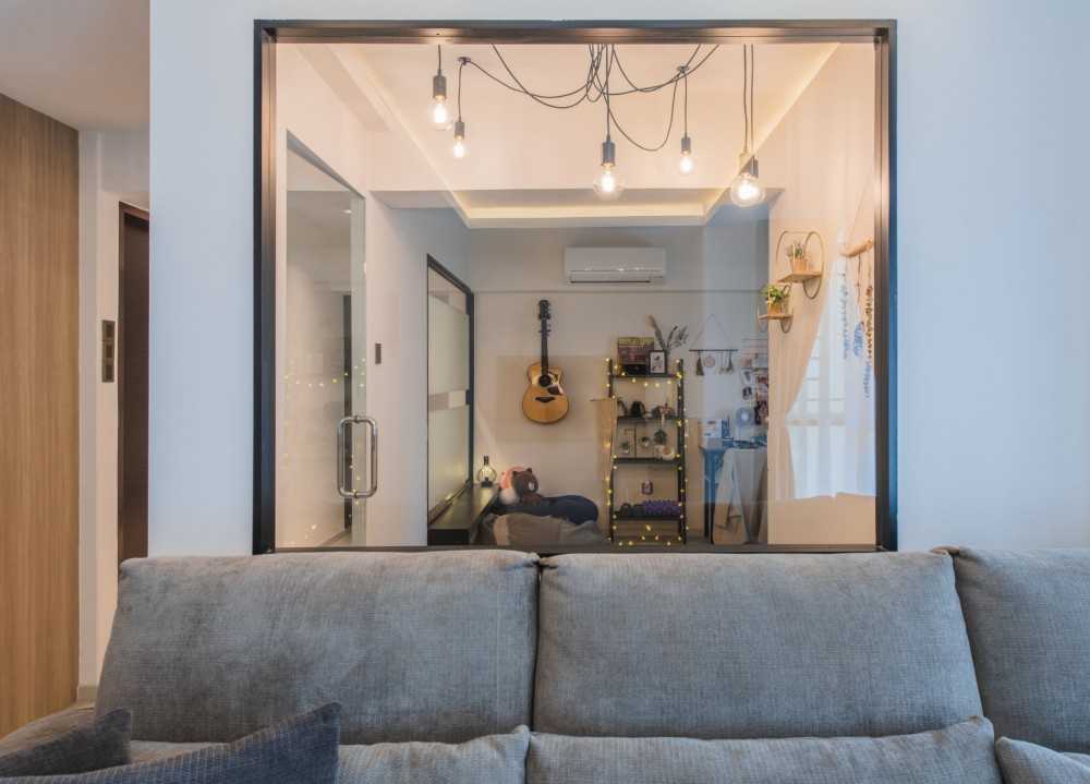 Eclectic Study with Bookshelf and Drop Ceiling