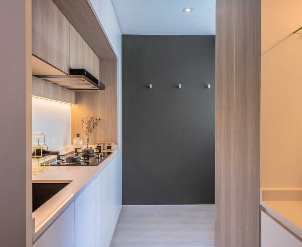 Eclectic Kitchen with Herringbone Tiling and Kitchen Window
