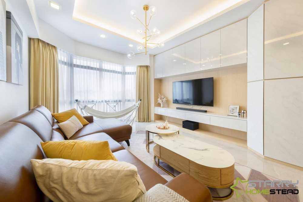 Scandinavian Living Room with TV Console and TV