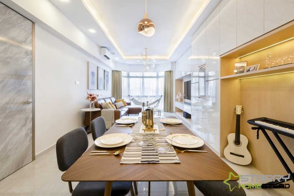 Scandinavian Dining Room with Cove Lighting and Dining Table