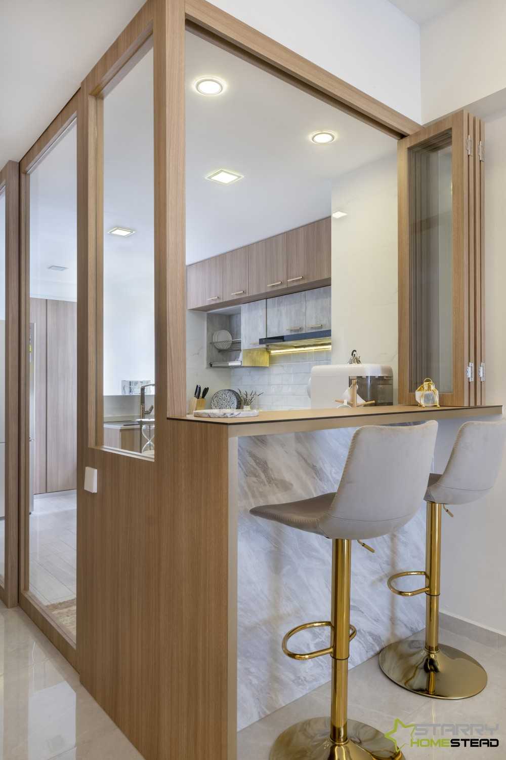 Scandinavian Dining Room with Tableware and Bar Stool
