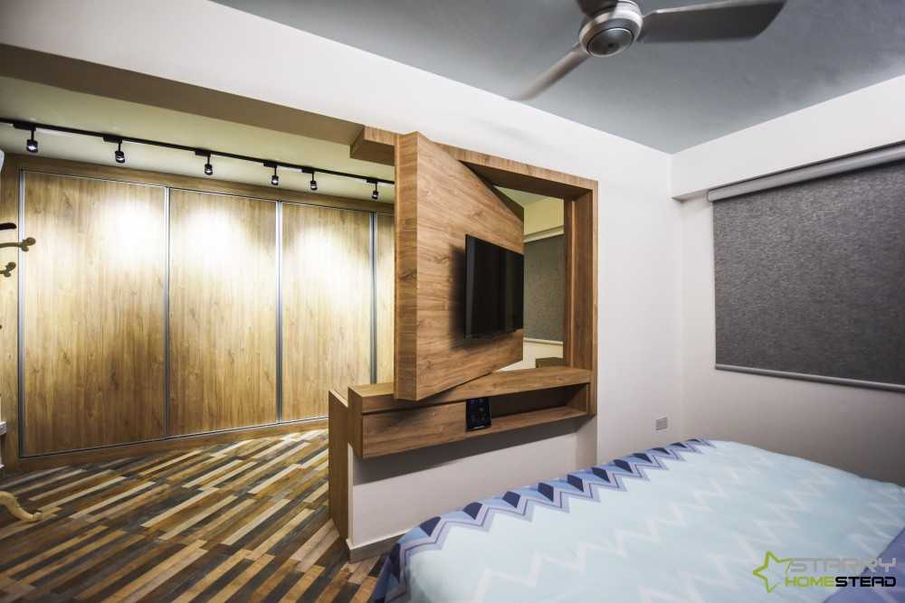 Eclectic Bedroom with Feature Wall and Wardrobe