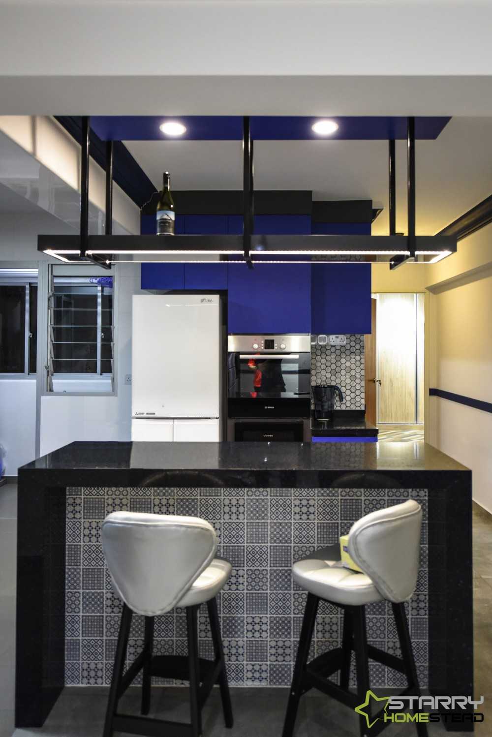 Eclectic Kitchen with Kitchen Island and Bar Stool