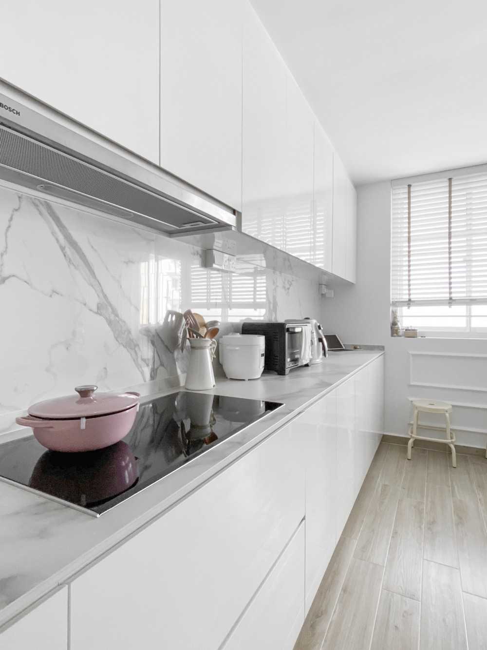 Minimalist Kitchen with Countertop and Kitchen Window