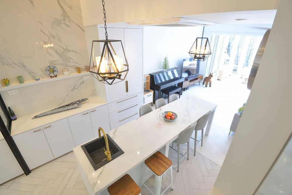 Modern Kitchen with Countertop and Vinyl Flooring