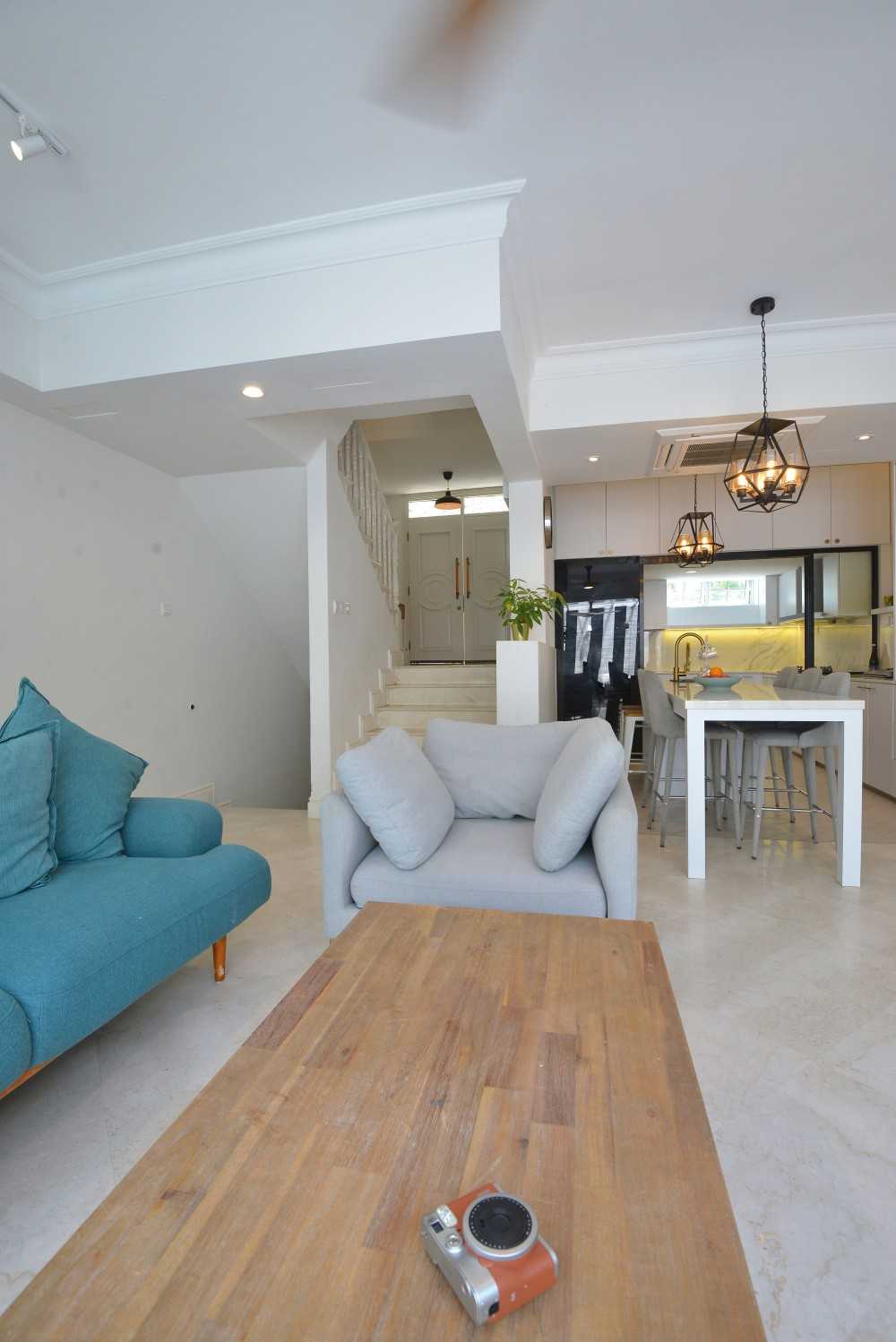 Modern Living Room with Settee and Marble Floor