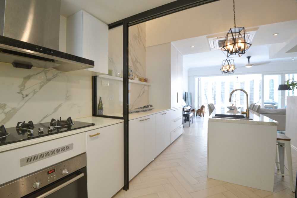 Modern Kitchen with Countertop and Vinyl Flooring
