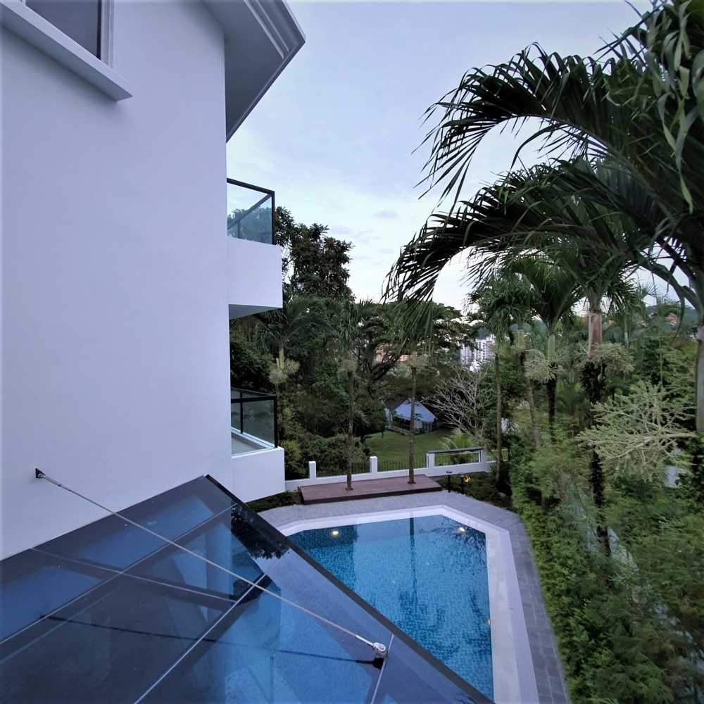 Modern Balcony with Window Shutters and Curtain