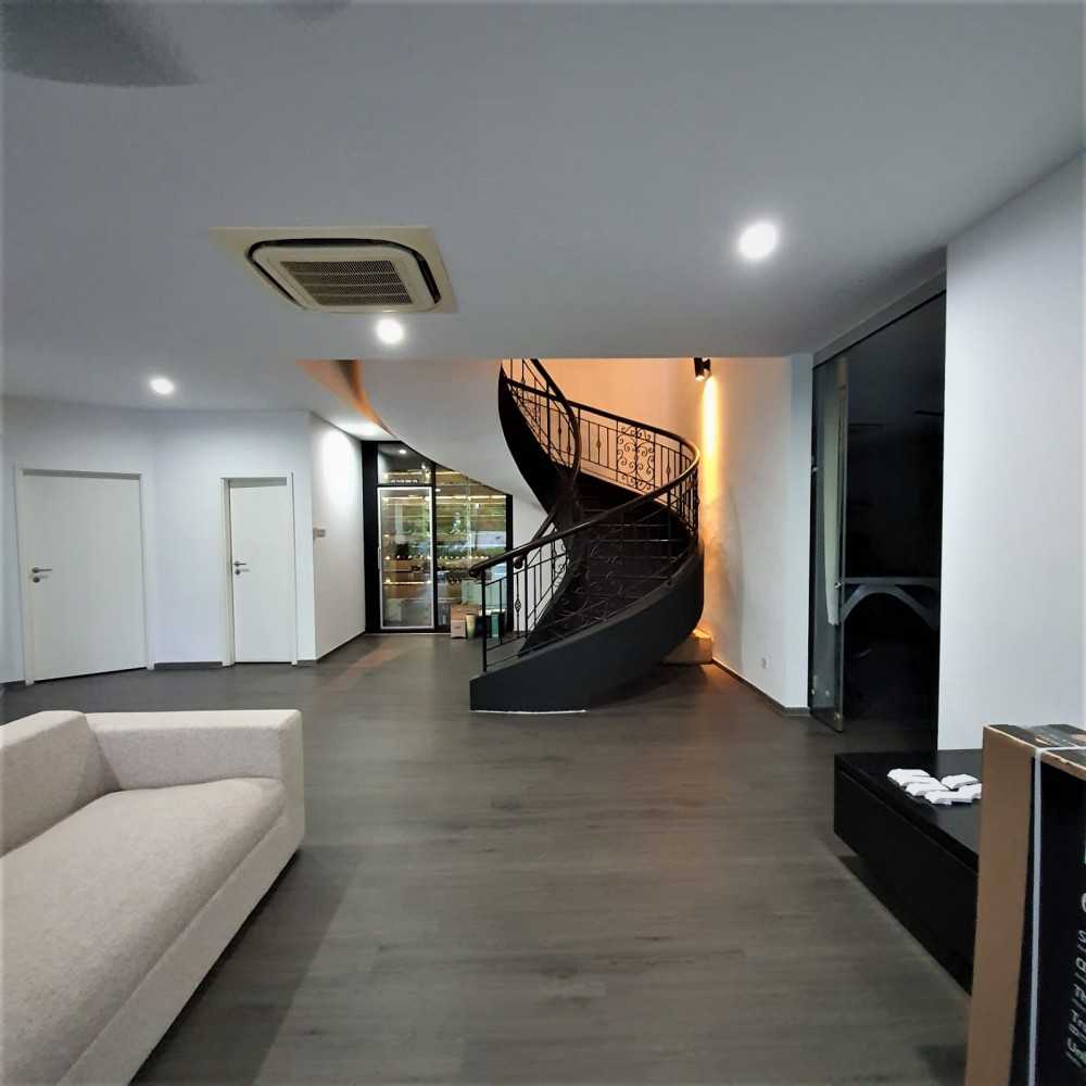 Modern Foyer with Vinyl Flooring and Staircase