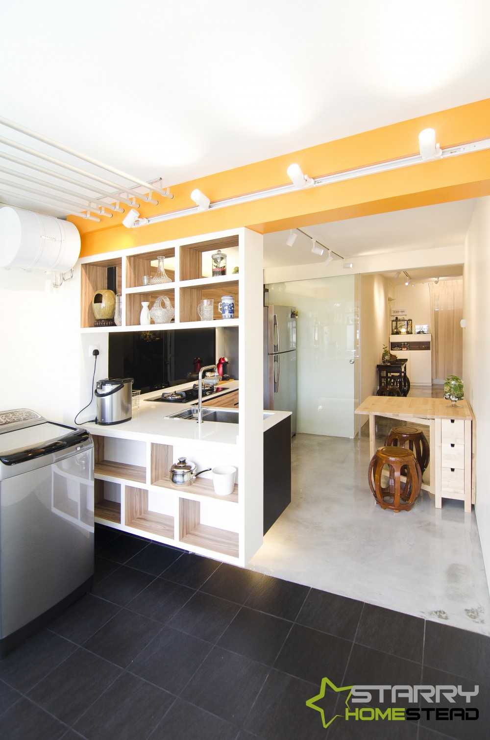 Vintage Kitchen with Display Cabinets and Open Storage