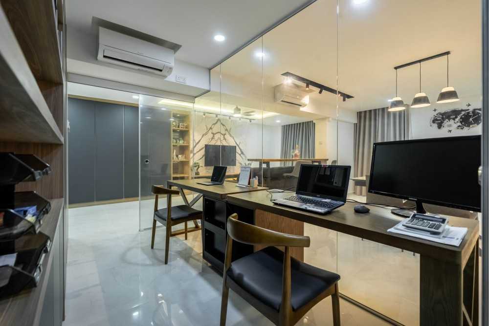 Scandinavian Home Office with Desk and Desk Chairs