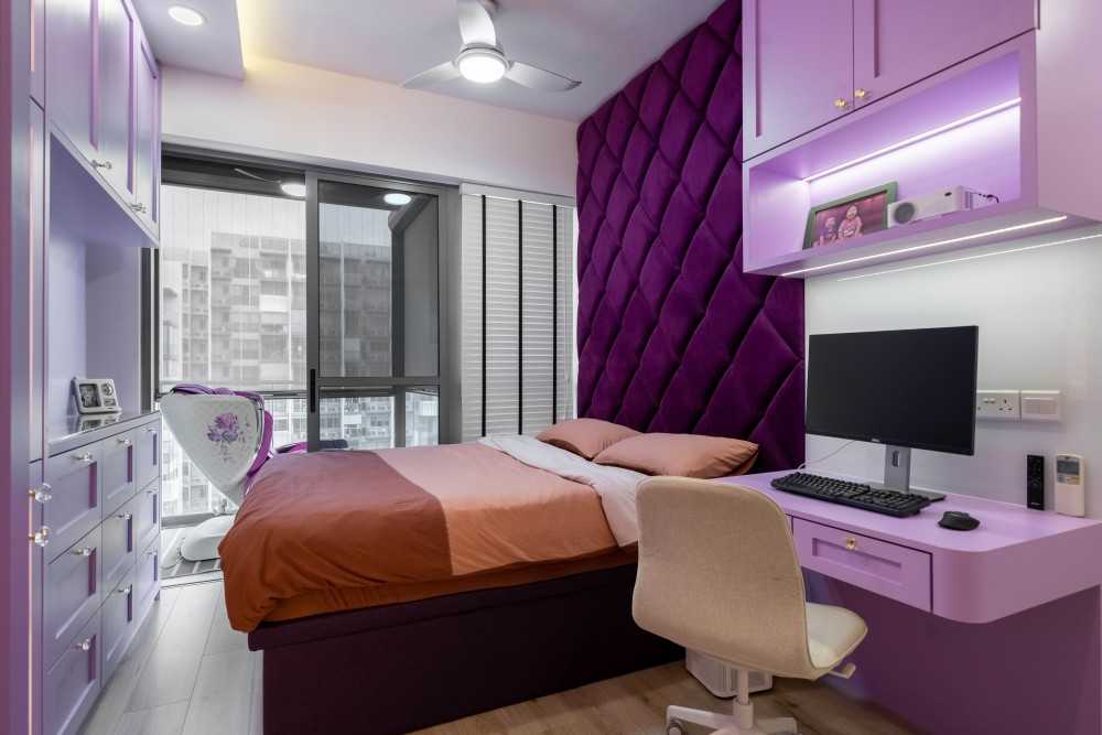 Contemporary Bedroom with Cove Lighting and Drop Ceiling
