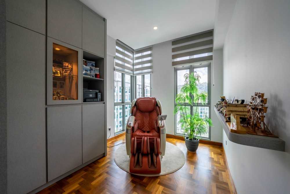 Modern Study with Drop Light and Ceiling Light