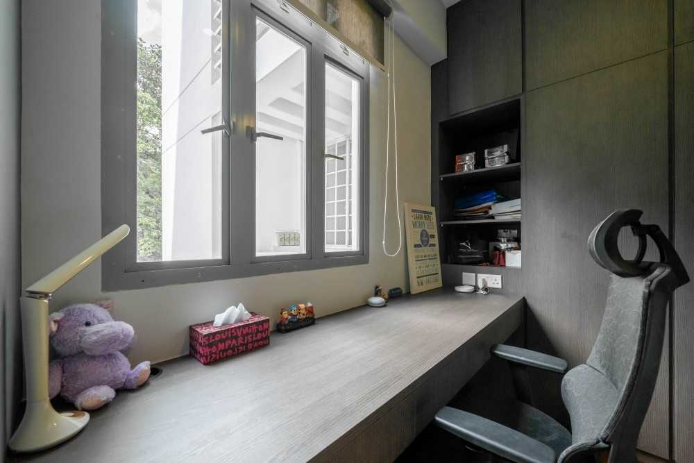 Modern Bedroom with Desk and Desk Chairs