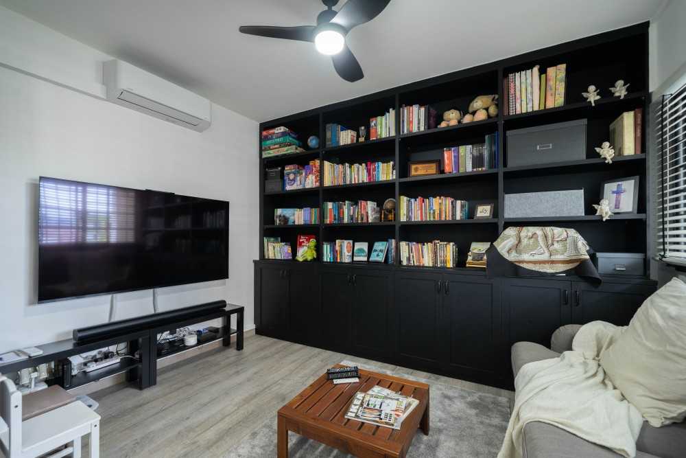 Country Living Room with TV Console and Sofa