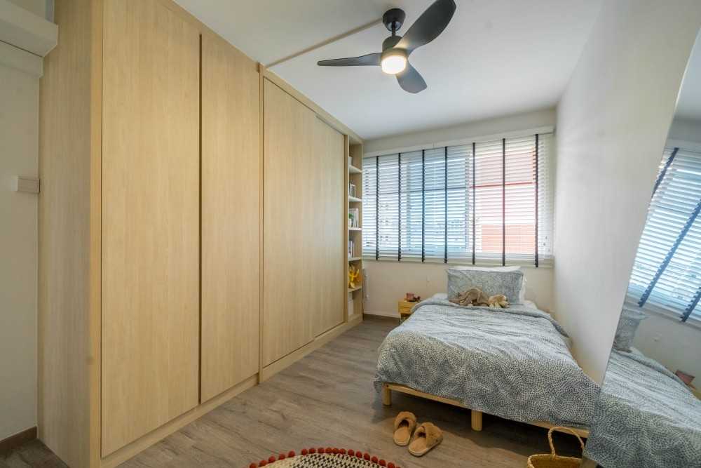 Country Bedroom with Parquet Floor and Wardrobe
