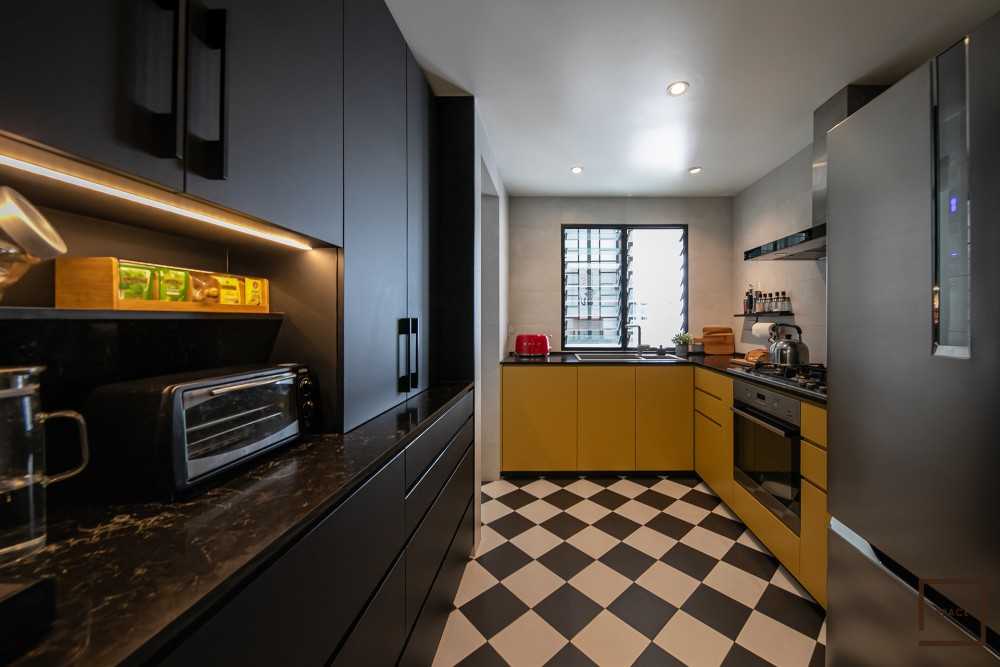 Eclectic Kitchen with Cupboard and Kitchen Accessories