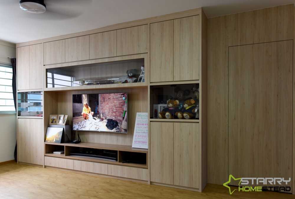 Industrial Living Room with TV Console and TV
