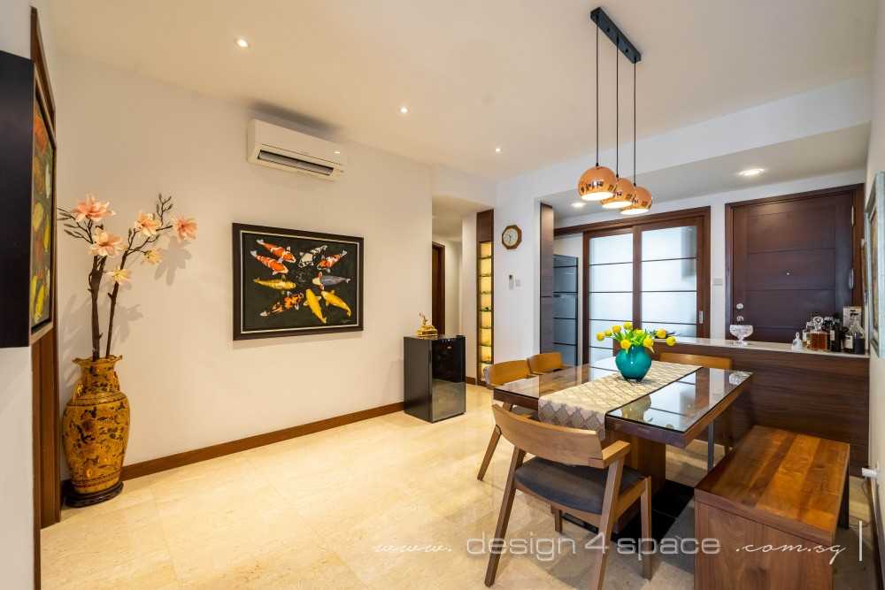 Contemporary Dining Room with Drop Light and Dining Table