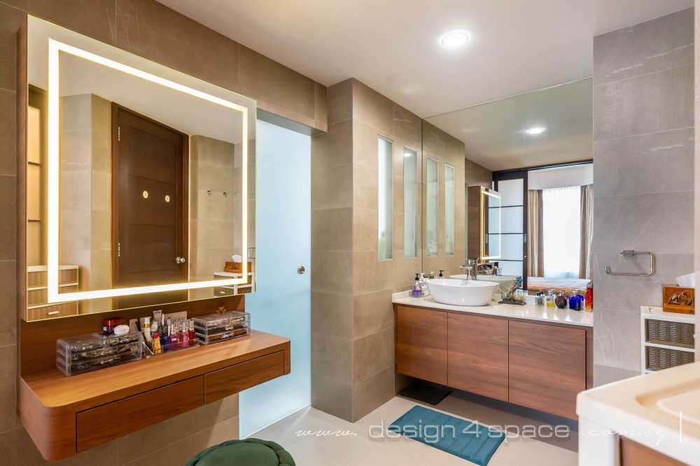 Contemporary Bathroom with Countertop and Homogeneous Tiles