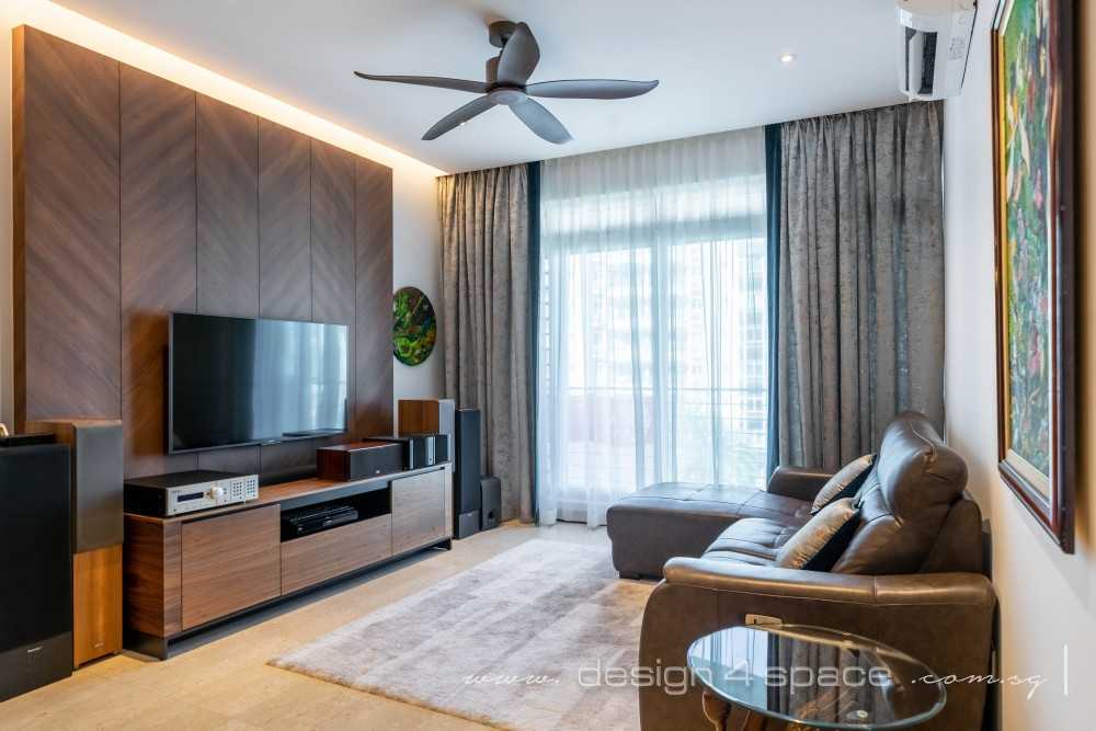 Contemporary Living Room with TV Console and Sofa