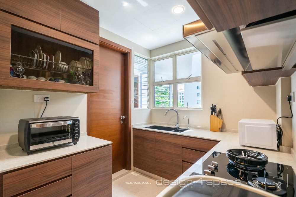 Contemporary Kitchen with Parquet Floor and Kitchen Window
