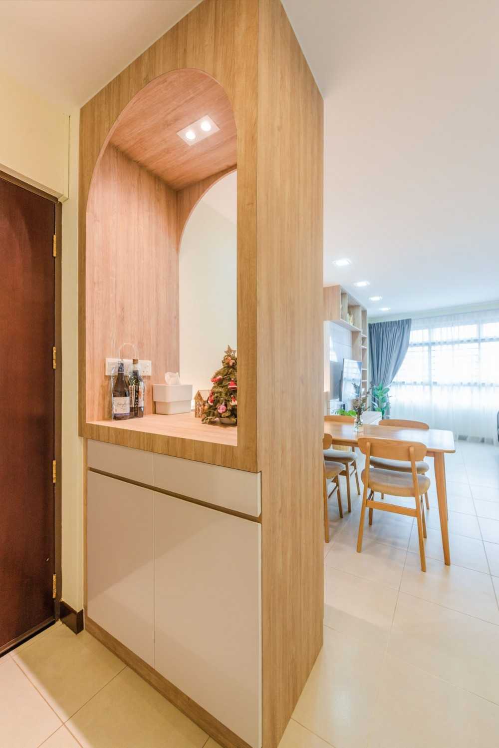 Contemporary Foyer with Display Cabinets and Shoe Cabinets