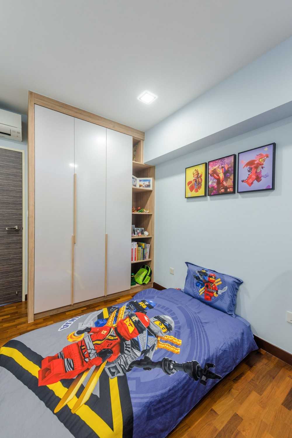 Contemporary Bedroom with Parquet Floor and Wardrobe