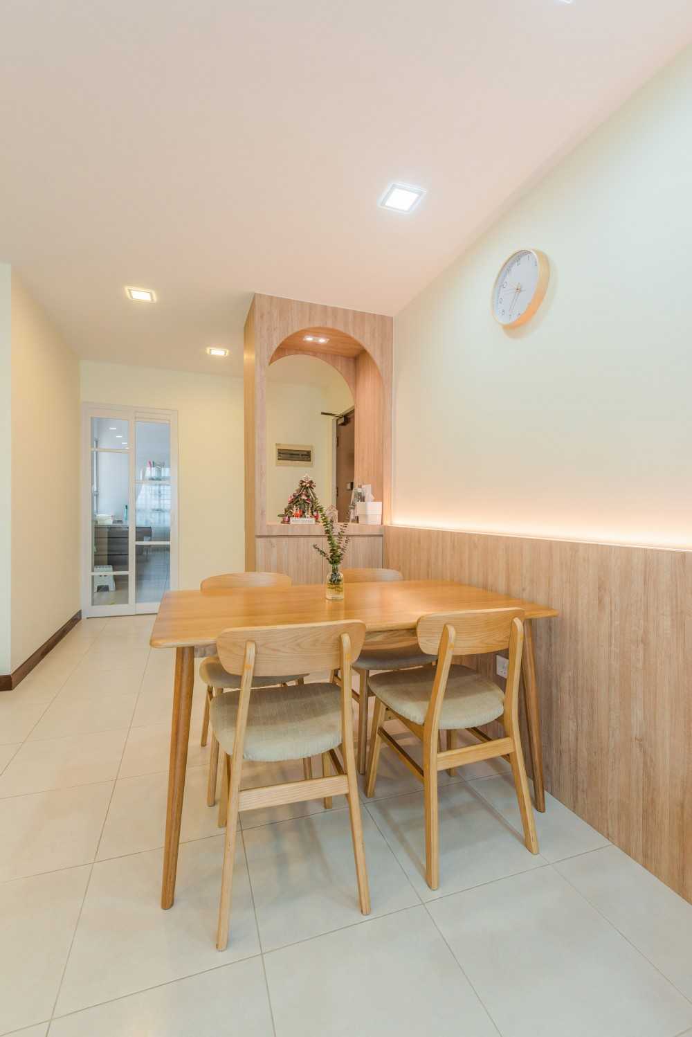 Contemporary Dining Room with Cove Lighting and Ceiling Light