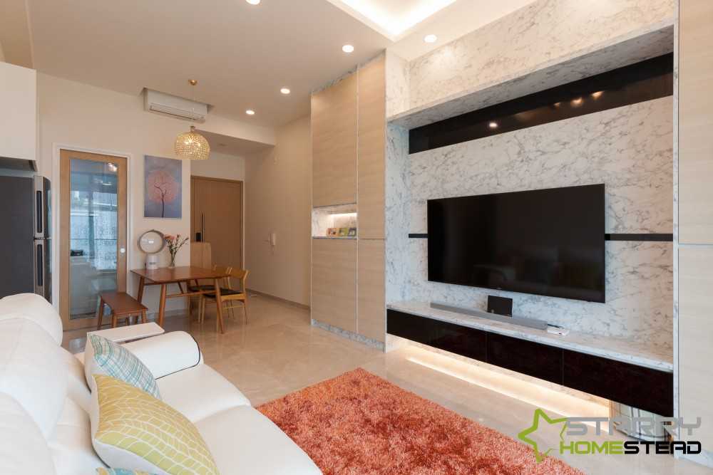 Modern Living Room with TV Console and Feature Wall