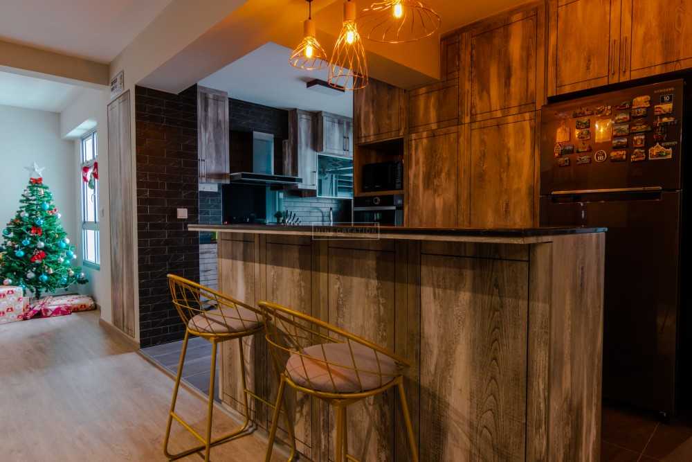 Modern Dining Room with Open Kitchen and Bar Counter