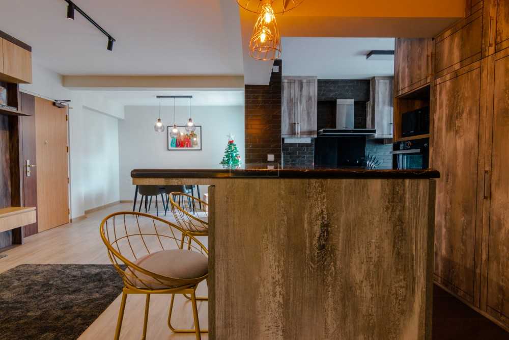 Modern Kitchen with Countertop and Kitchen Island