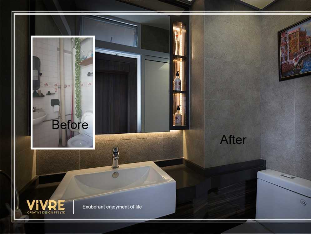 Modern Bathroom with Countertop and Homogeneous Tiles