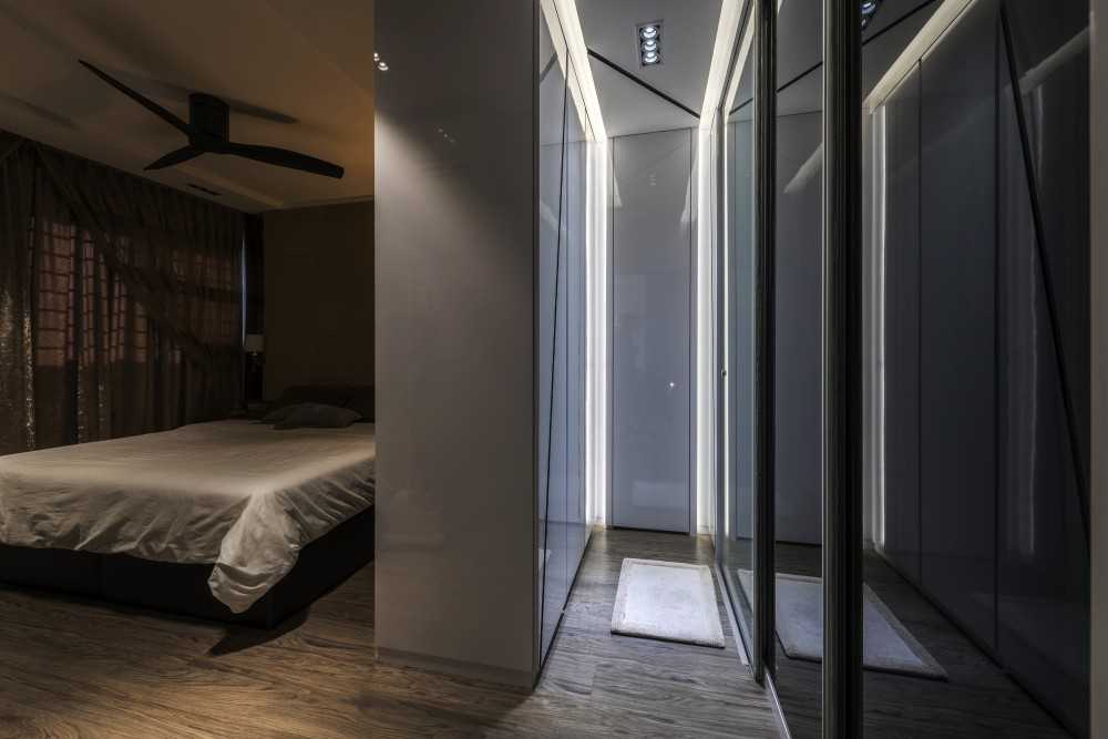 Modern Bedroom with Vinyl Flooring and Cove Lighting
