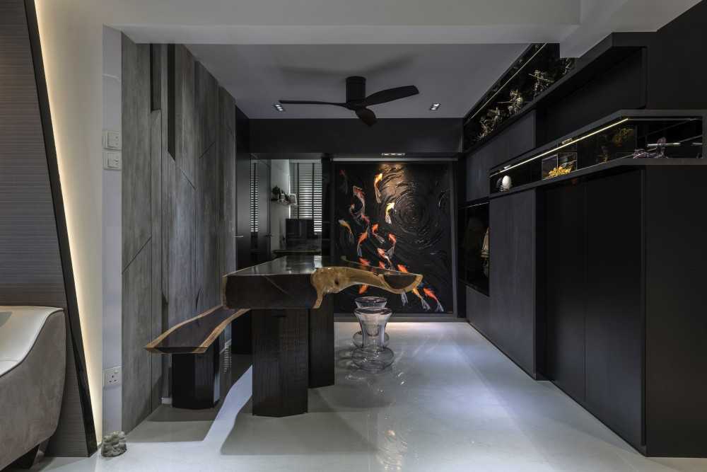 Modern Dining Room with Cove Lighting and Downlights