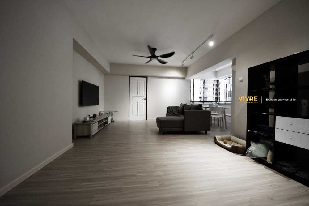 Scandinavian Living Room with Bookshelf and Vinyl Flooring