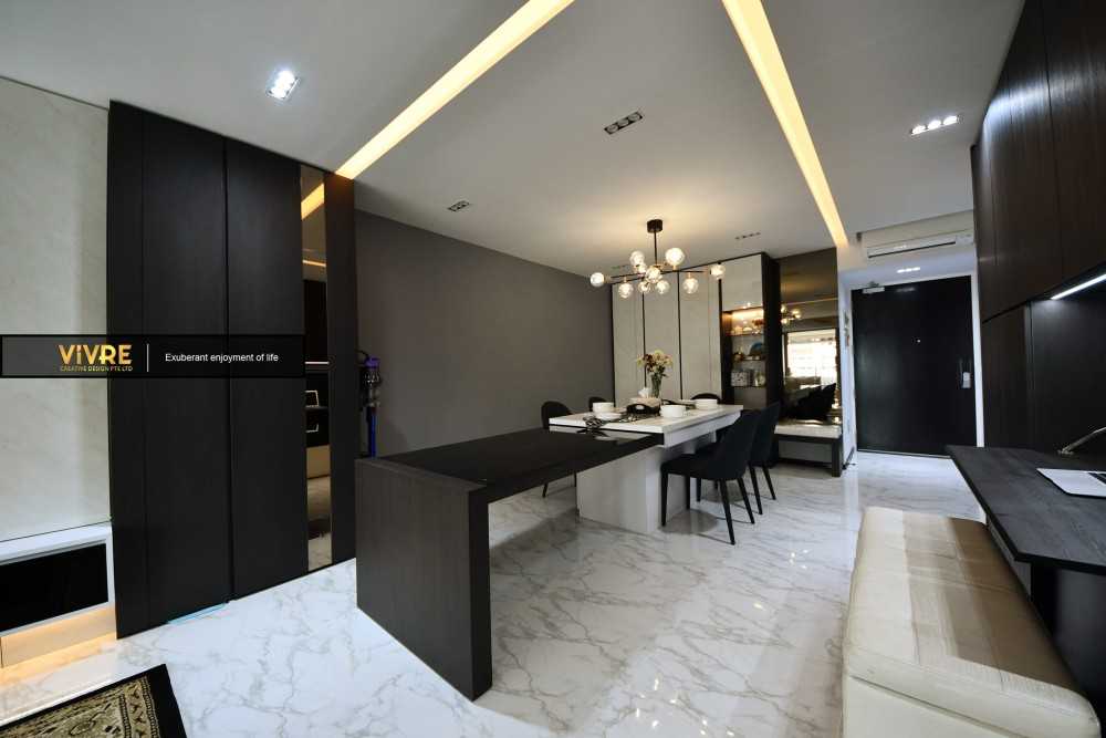 Asian Dining Room with Cove Lighting and Dining Table