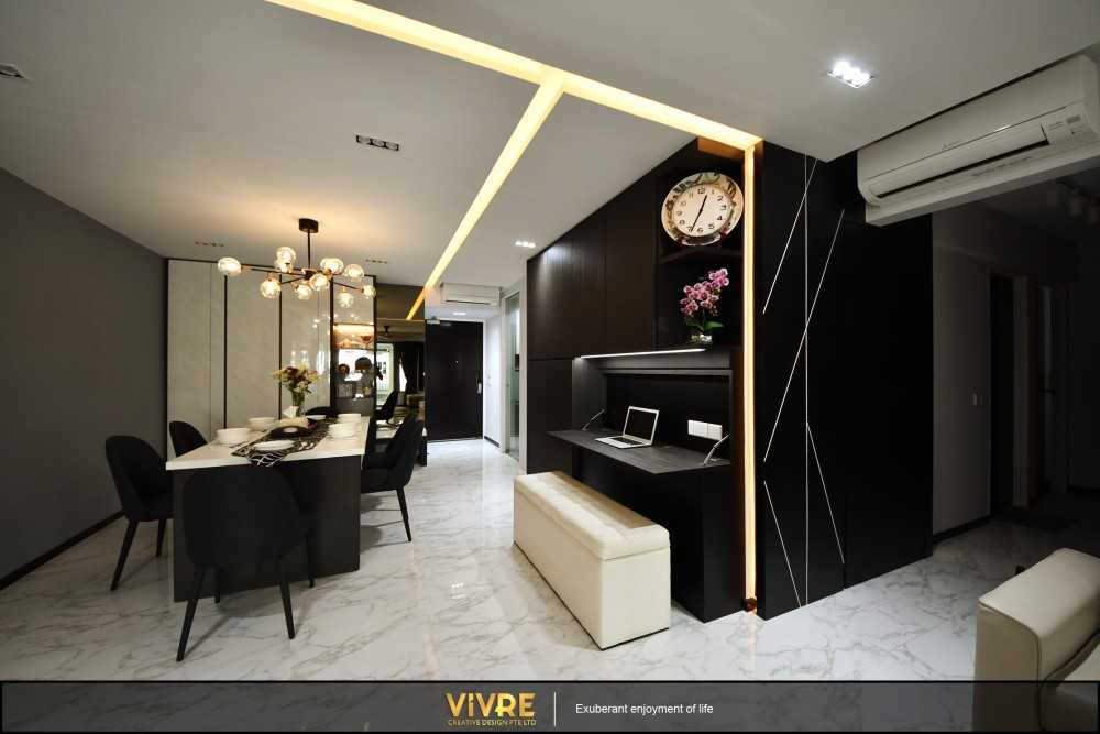 Asian Dining Room with Cove Lighting and Chandelier
