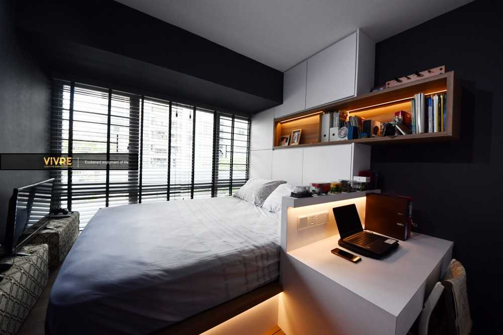 Asian Bedroom with Bookshelf and Platform Bed