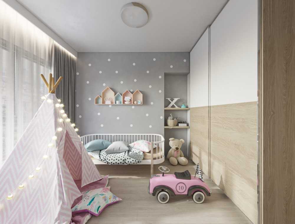 Minimalist Kids Room with Bookshelf and Toys