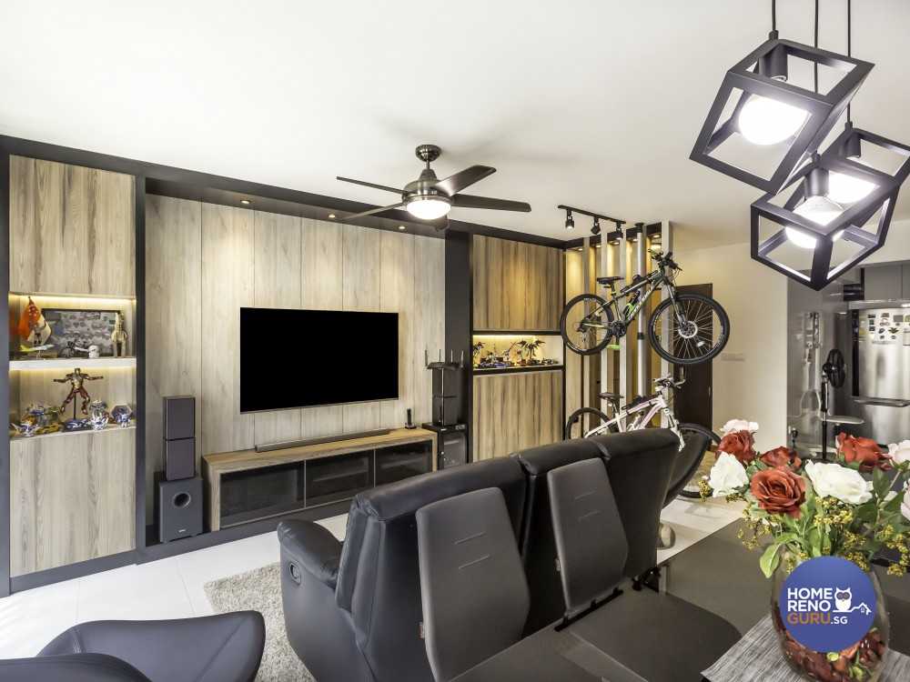 Modern Living Room with TV Console and Feature Wall