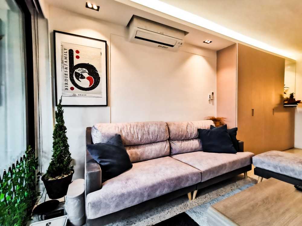 Contemporary Living Room with Cove Lighting and Altar