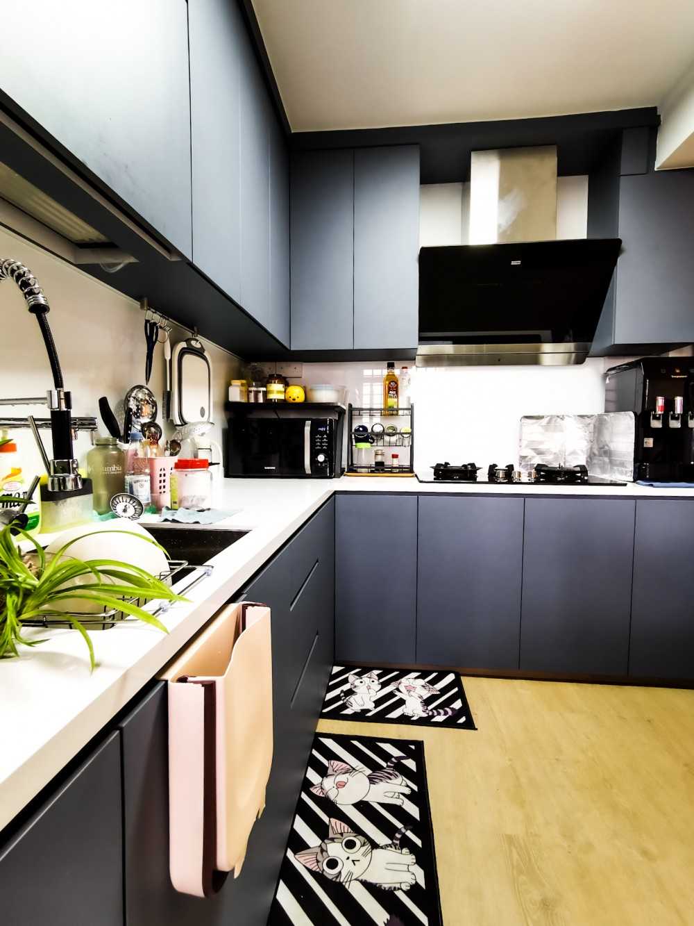 Contemporary Kitchen with Countertop and Vinyl Flooring
