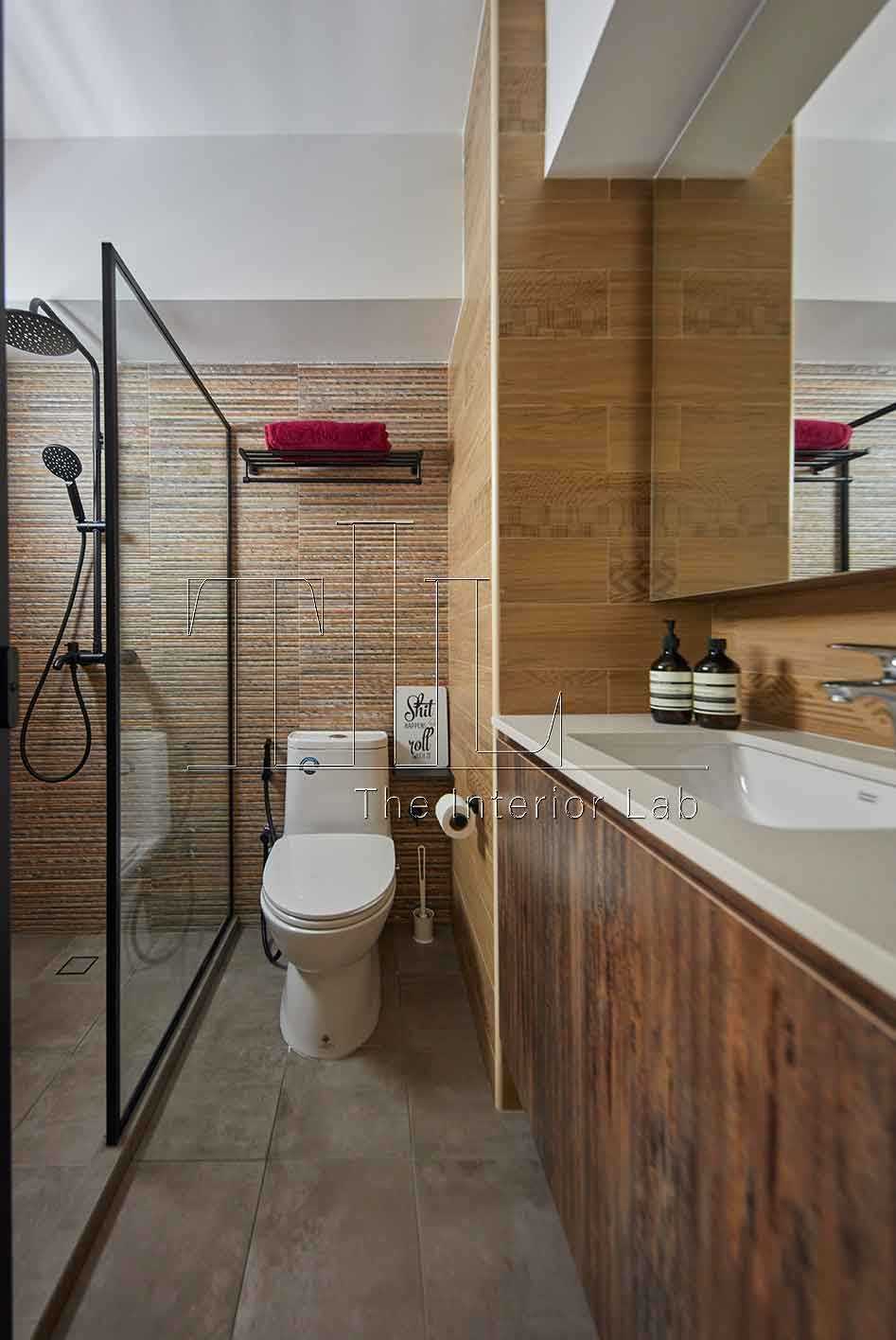 Contemporary Bathroom with Countertop and Mirror