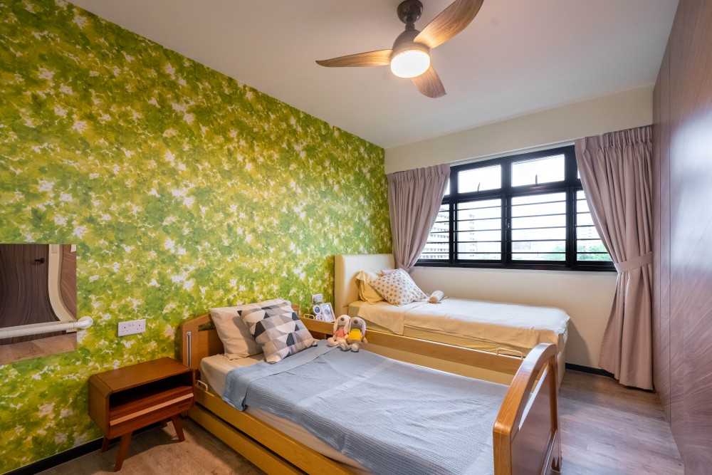 Contemporary Bedroom with Vinyl Flooring and Wood Flooring